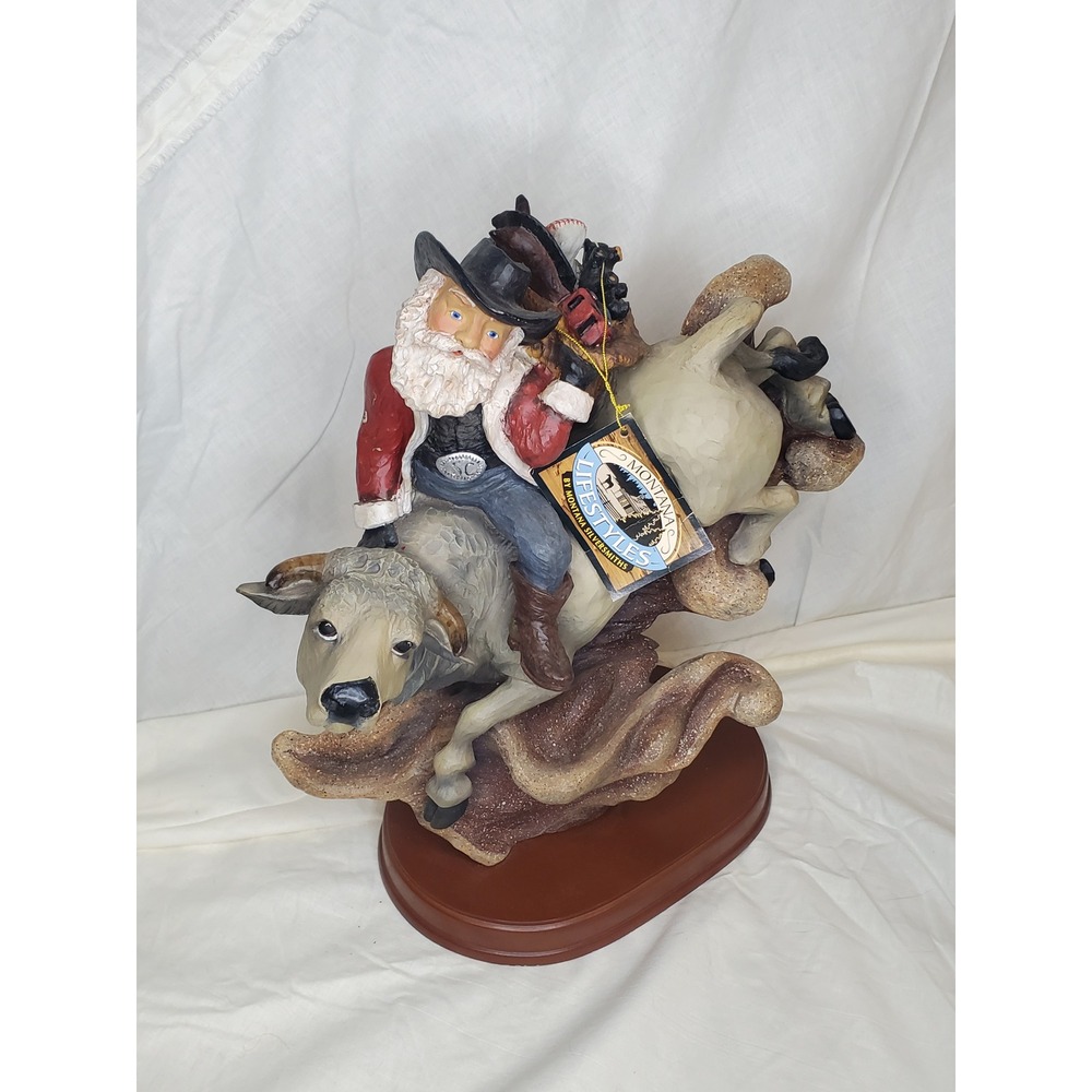 Montana Silversmiths‎ Bull Rider Cowboy Santa Figurine CS130 Western Christmas